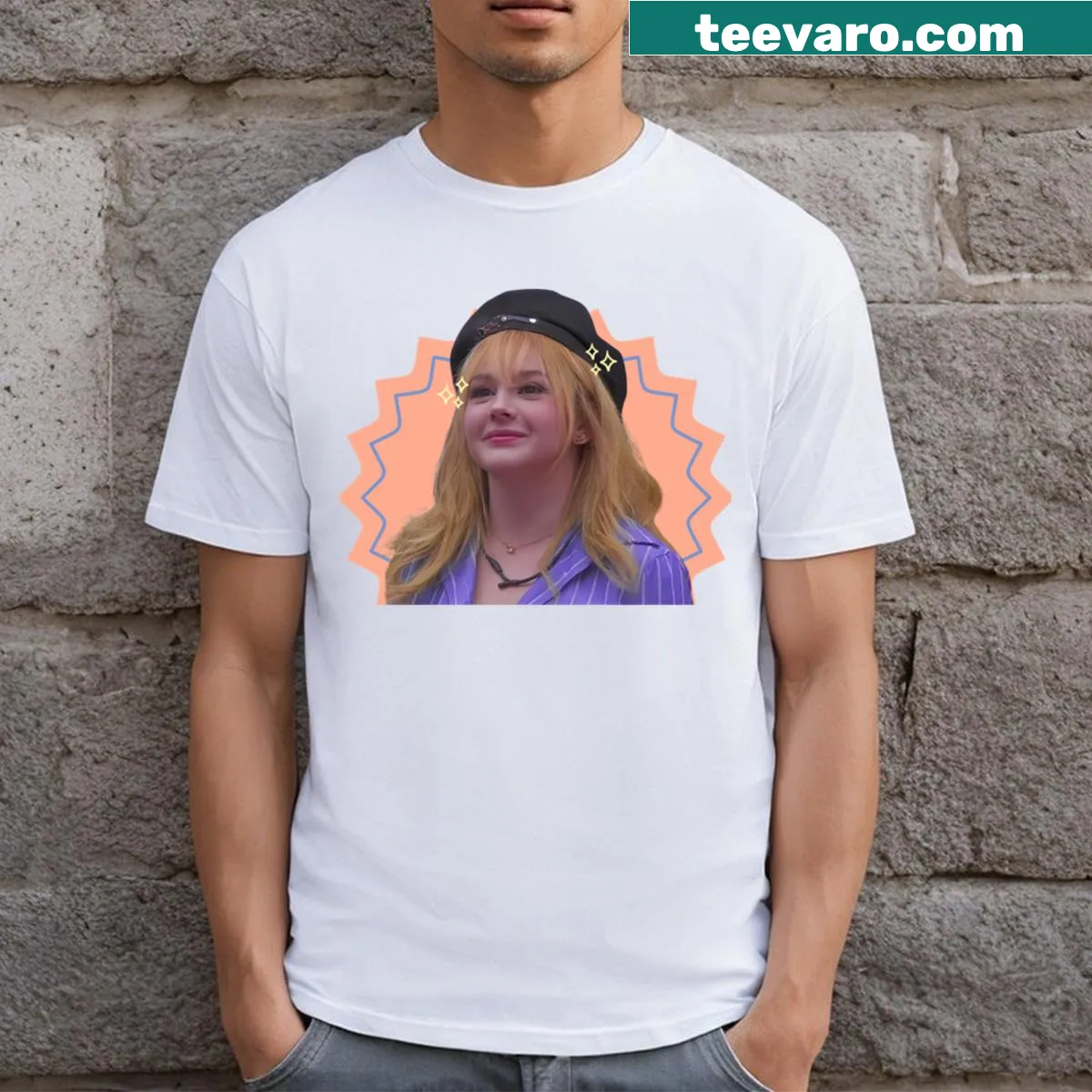 Illustrative t-shirt featuring Briggitte Bozzo — on a men's t-shirt