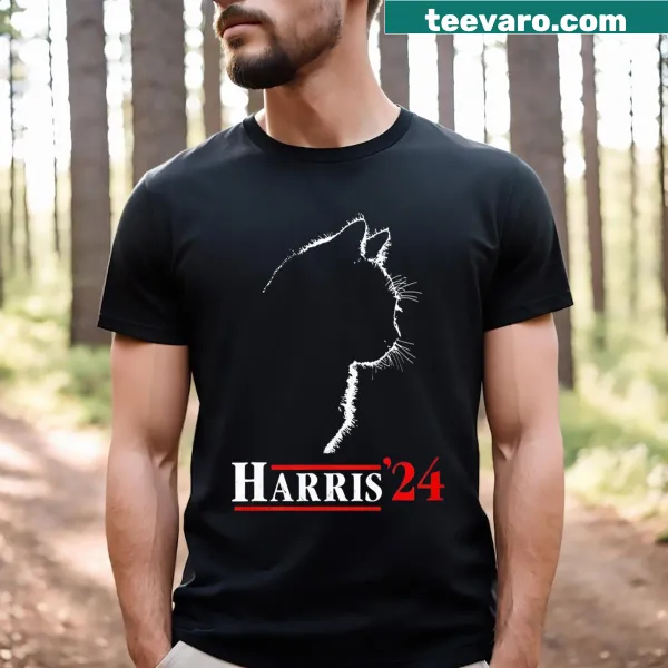 Political T-shirt with the phrase 'Cat Harris 24 Childless Cat Lady'