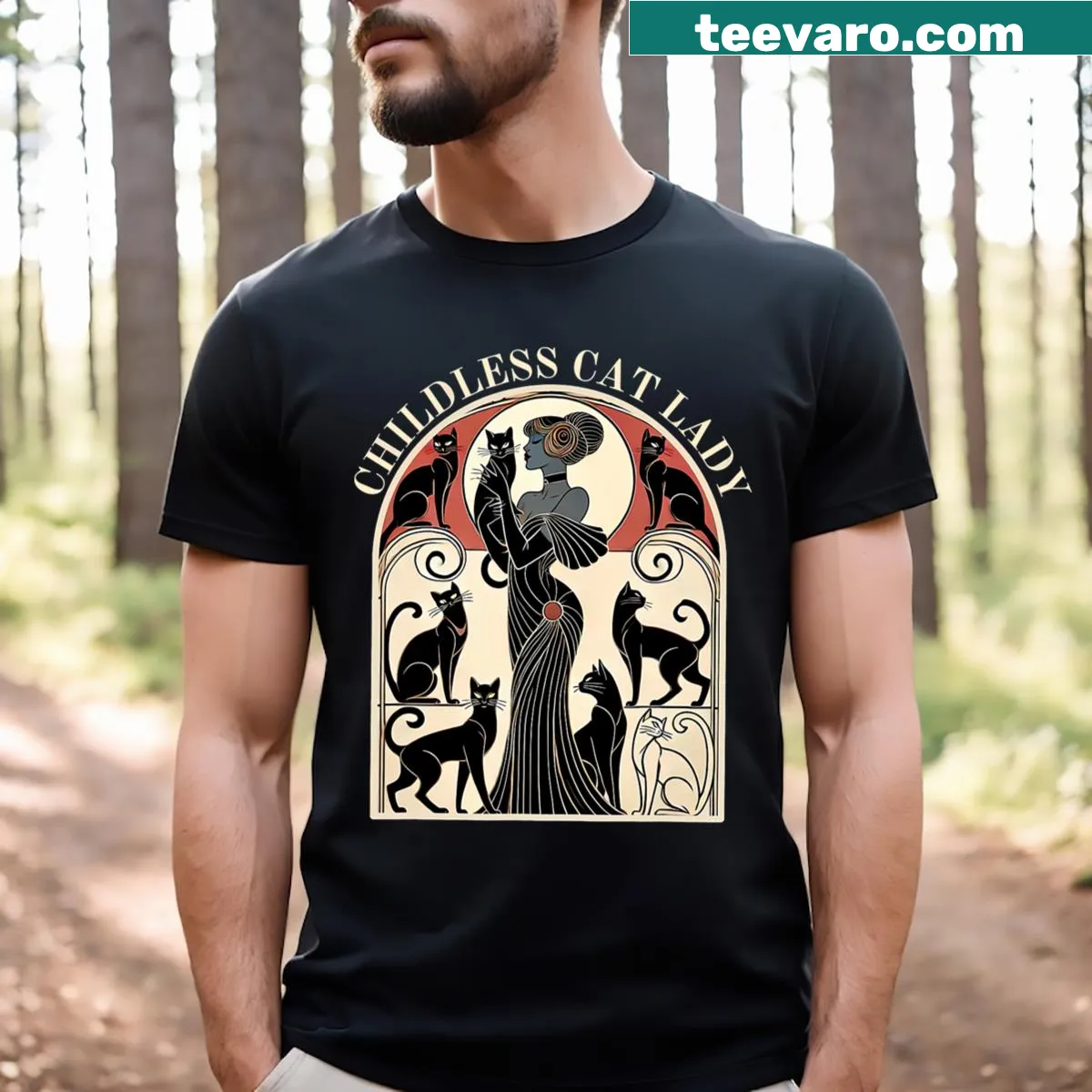 Retro Cat Karma funny design T-shirt for cat ladies — on a men's t-shirt