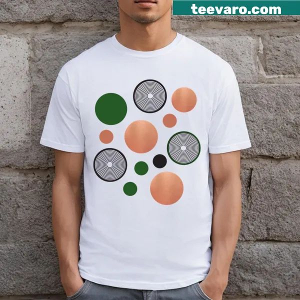 Minimalist typography T-shirt in copper and green design