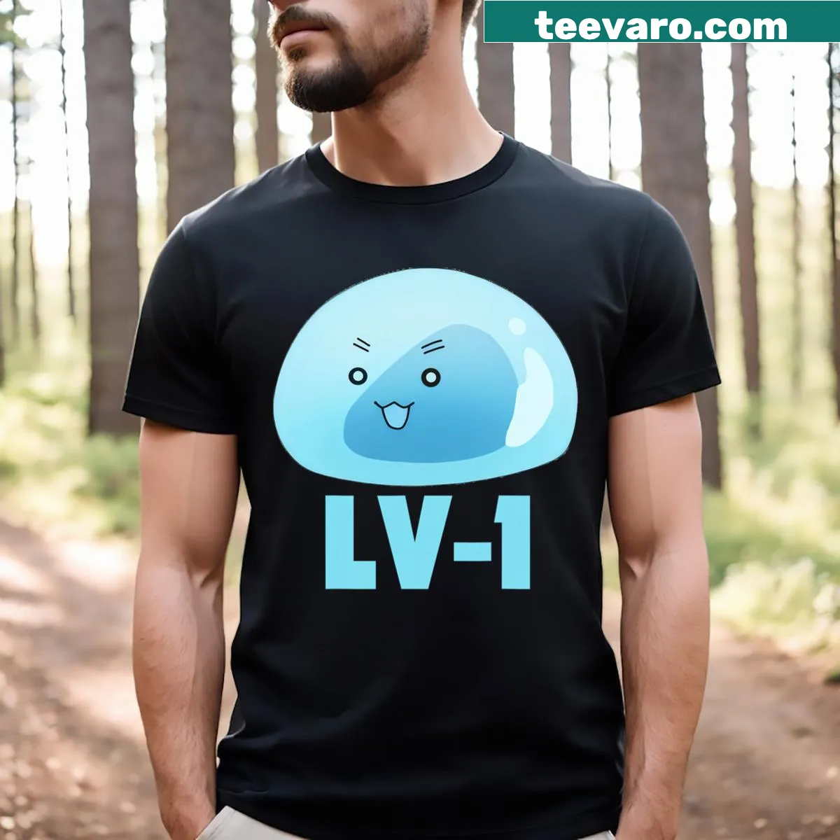 Anime slime character on a gaming t-shirt — on a men's t-shirt