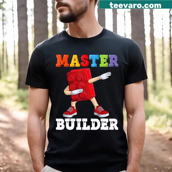 Funny dabbing builder graphic on a kids' T-shirt.