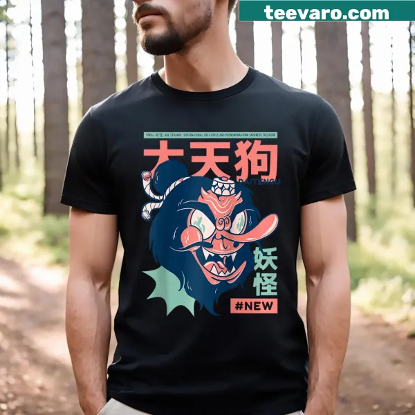 Illustration of a Daitengu yokai on a T-shirt