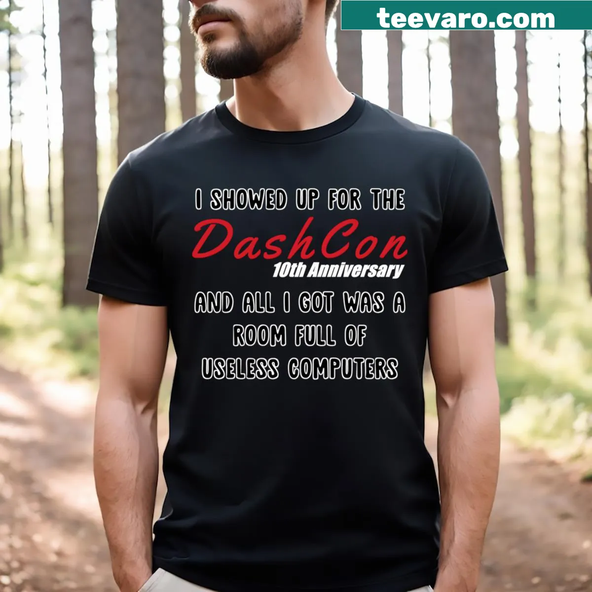 Funny typography graphic about Useless Computers on a T-shirt — on a men's t-shirt