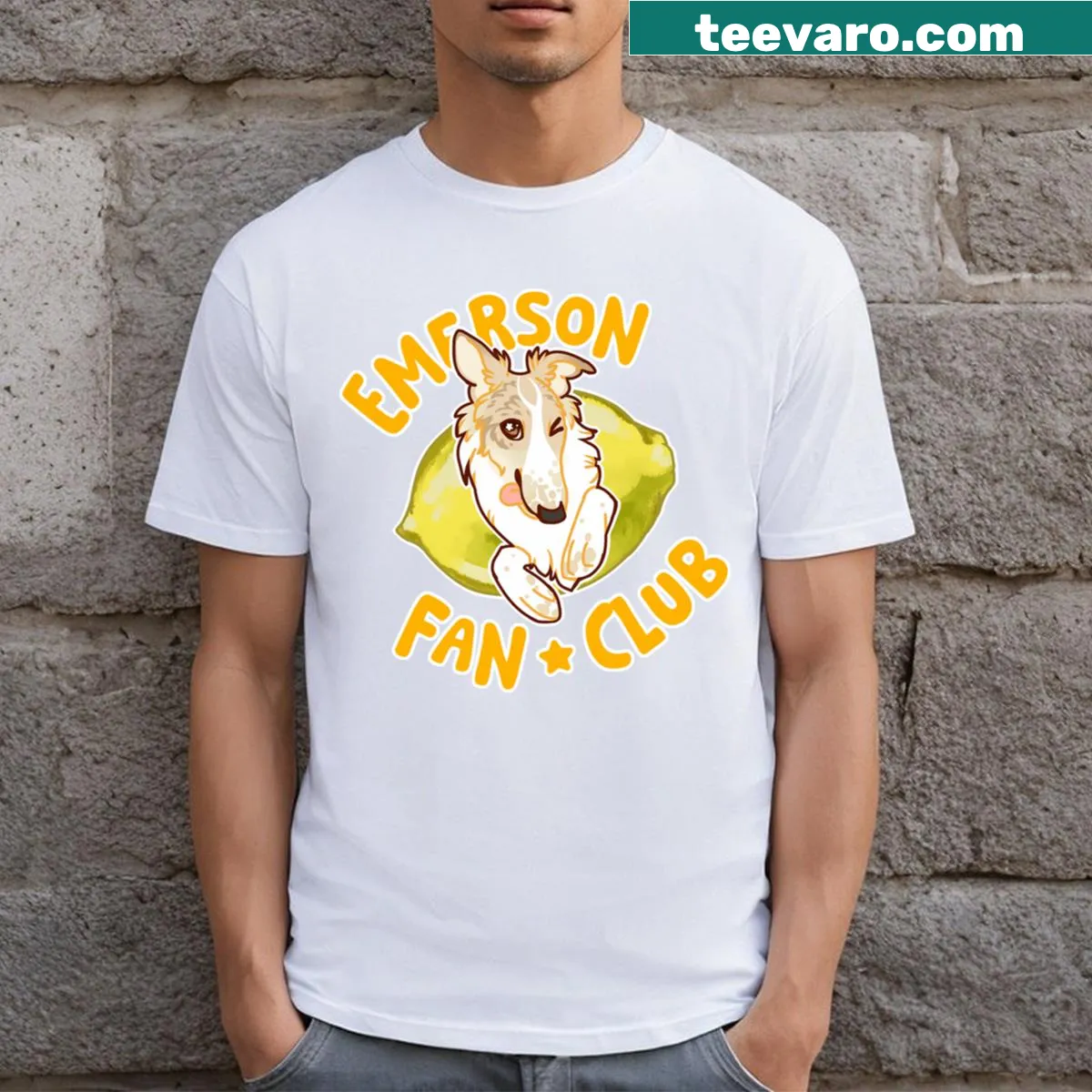 Emerson Fan Club t-shirt with playful graphic — on a men's t-shirt