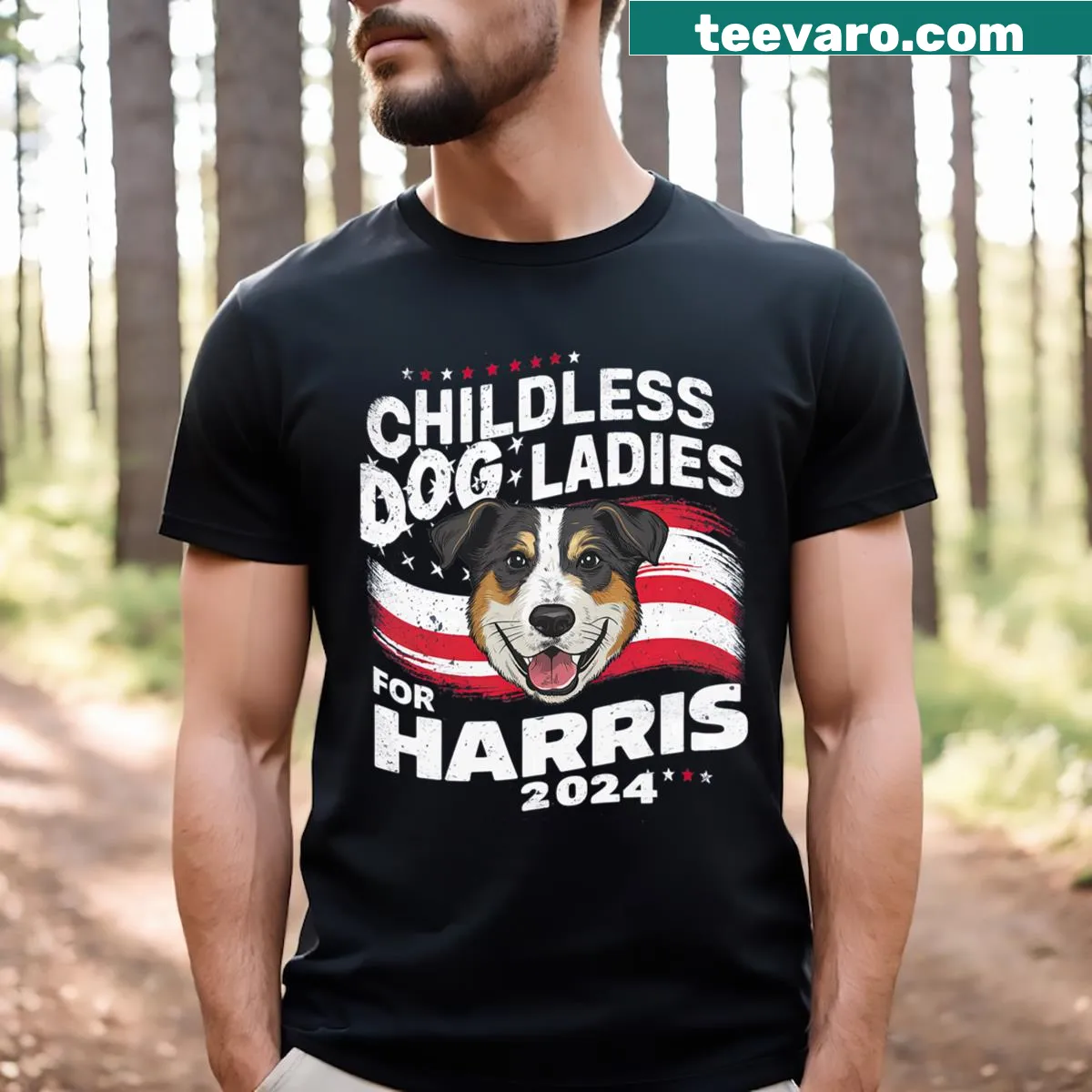 Vintage T-shirt with humorous dog graphic and voting theme — on a men's t-shirt