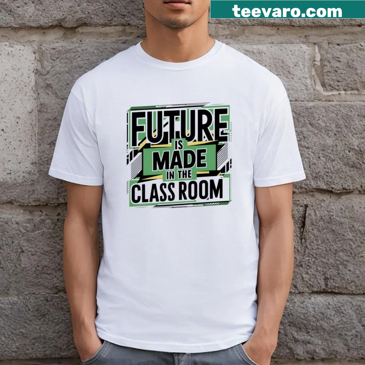 T-shirt with inspirational text about education and teaching — on a men's t-shirt