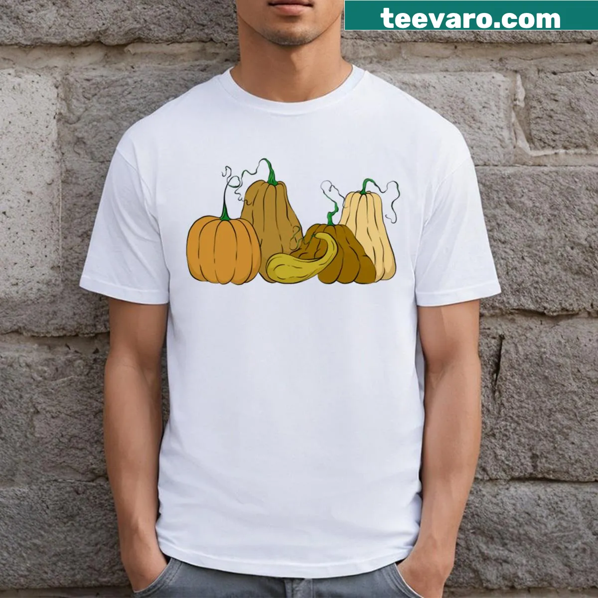 Charming pumpkin illustration on a Halloween-themed t-shirt — on a men's t-shirt