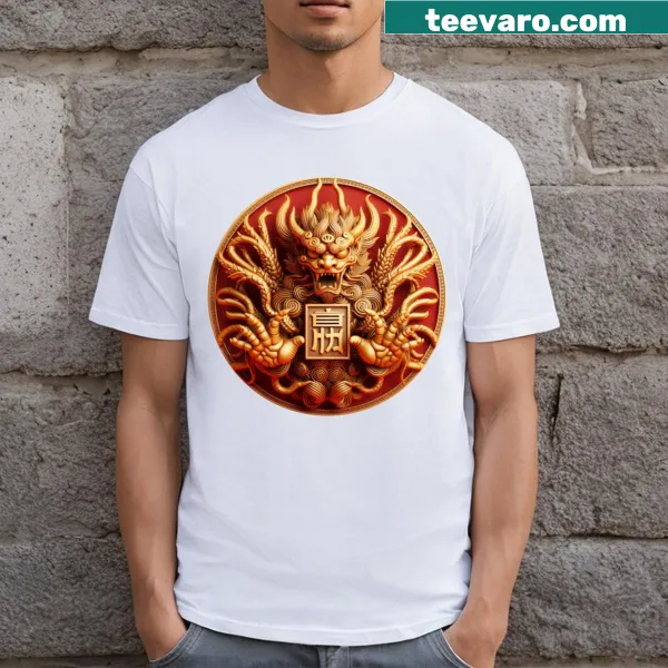 Illustration of a Japanese monster dragon on a t-shirt