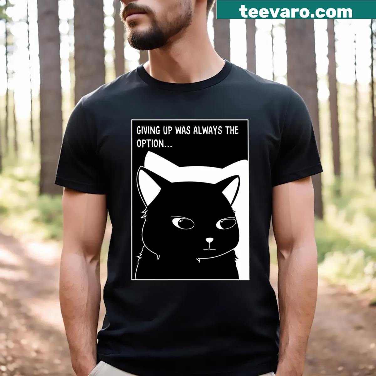 Adorable illustration of a lazy cat on t-shirt — on a men's t-shirt