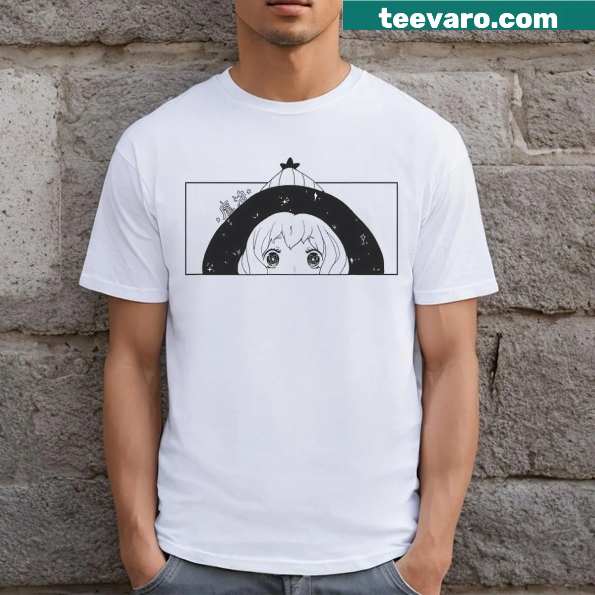 Magical girl witch graphic shirt for anime lovers — on a men's t-shirt