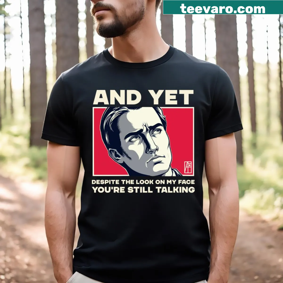 Sarcastic graphic T-shirt with a humorous phrase for students — on a men's t-shirt
