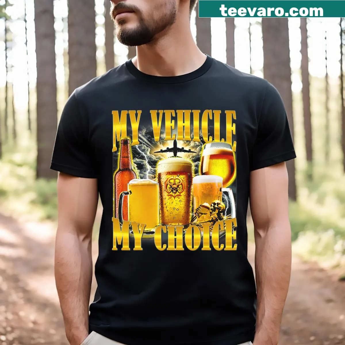 Funny meme t-shirt with the text 'My Vehicle My Choice' in bold typography — on a men's t-shirt