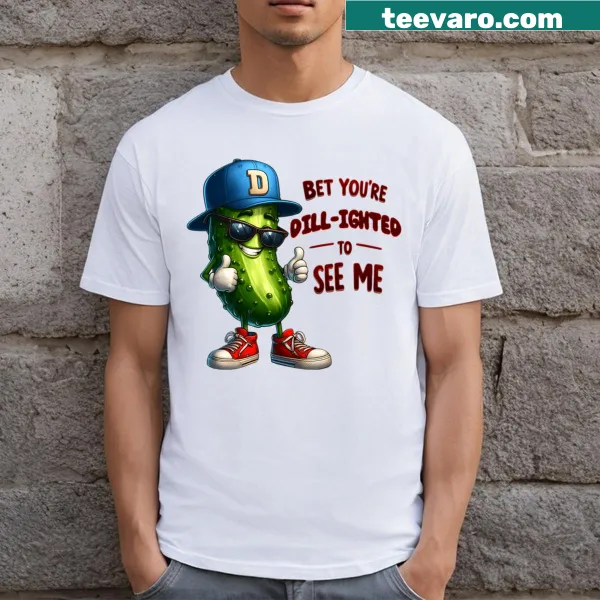 Funny pickle-themed t-shirt with whimsical designs