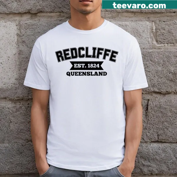 Vintage-style T-shirt with Redcliffe Queensland establishment graphic