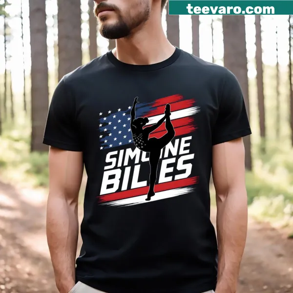 Inspirational graphic honoring Simone Biles on a t-shirt