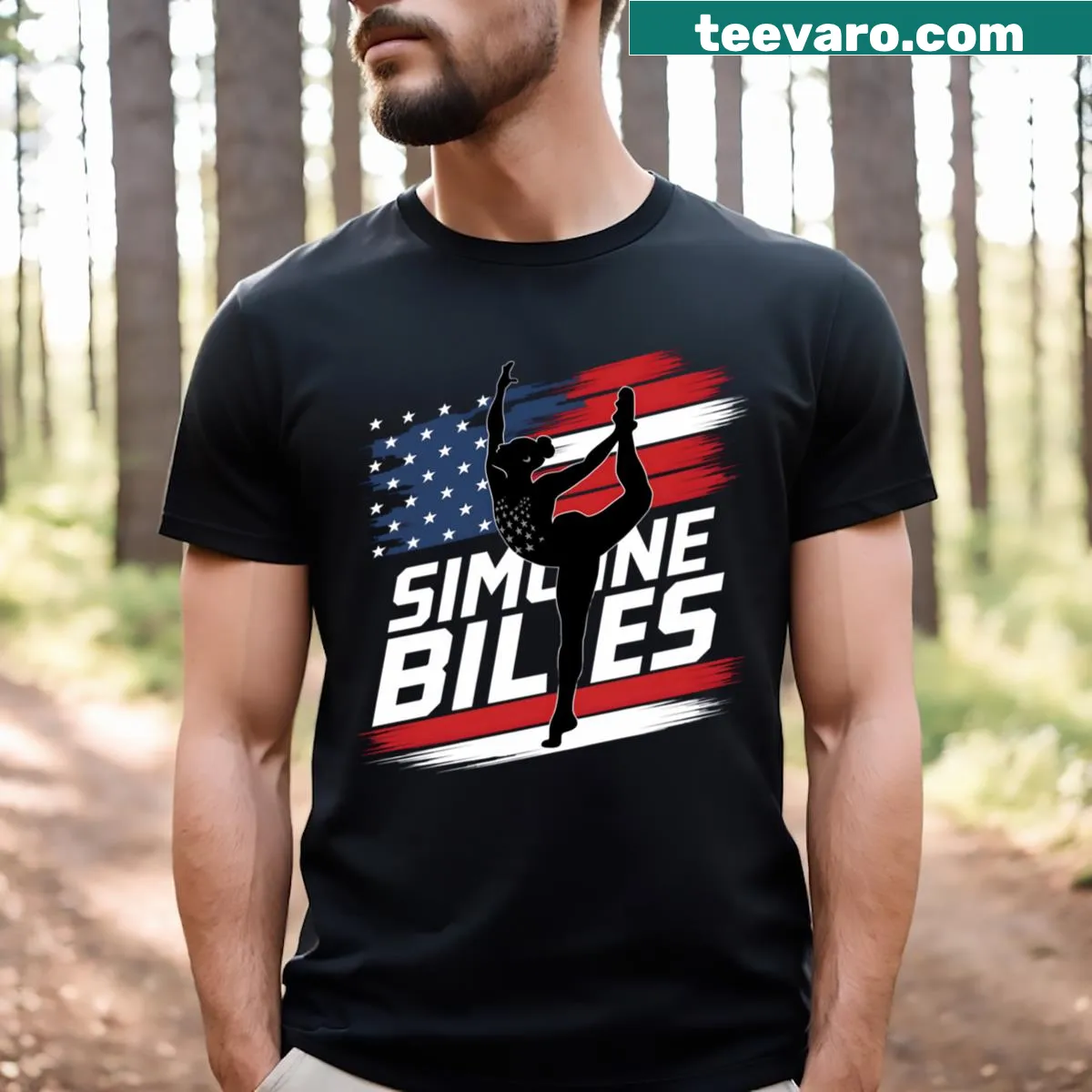 Inspirational graphic honoring Simone Biles on a t-shirt — on a men's t-shirt