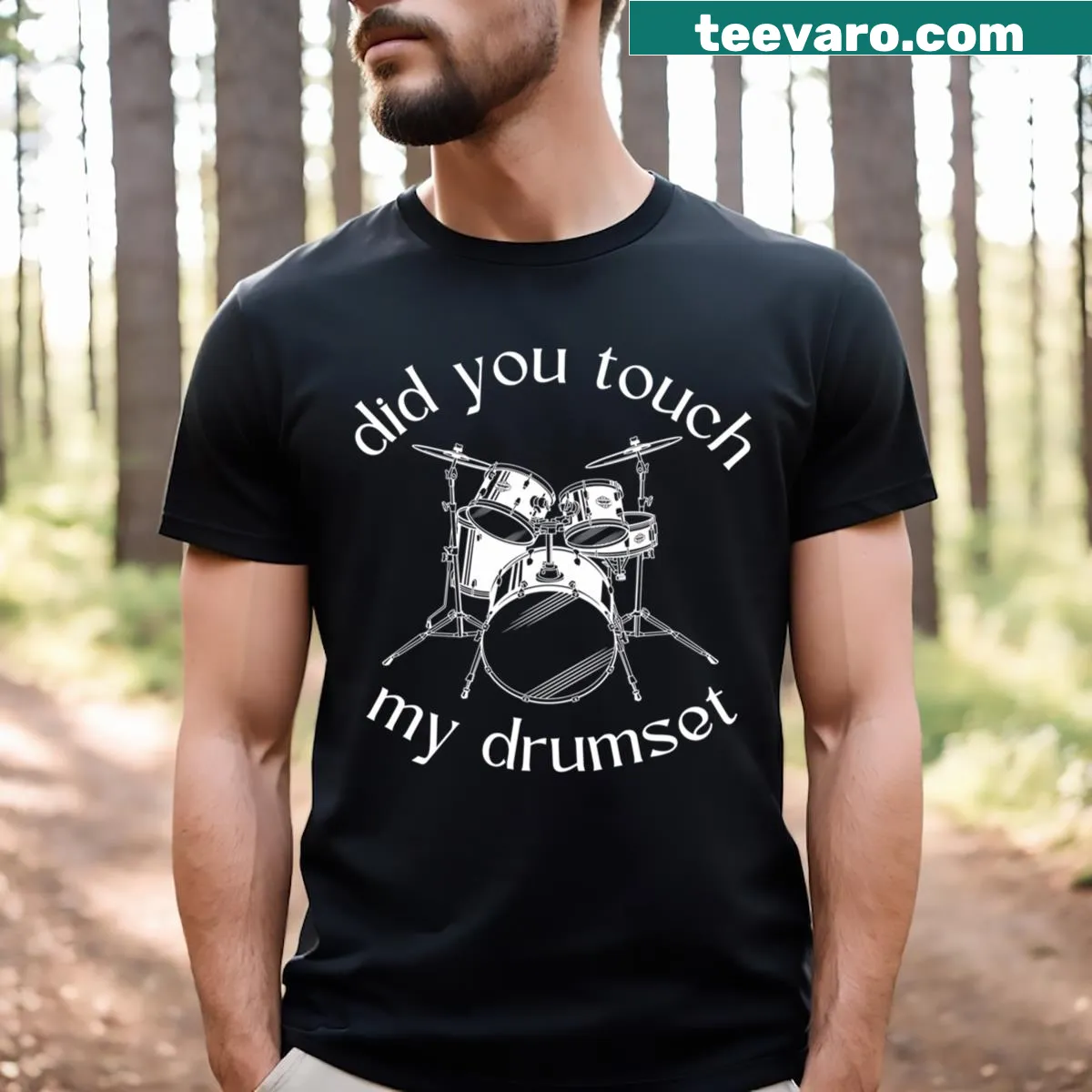 Step Brothers T-shirt featuring the quote about touching the drum set — on a men's t-shirt