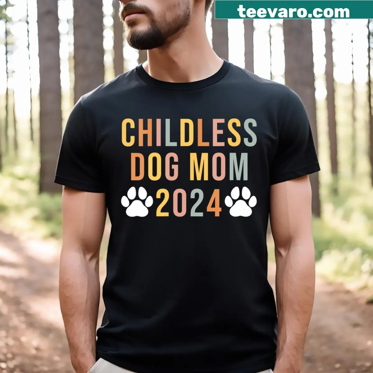 Funny 2024 election quote for childless dog moms on V-neck shirt — on a men's t-shirt