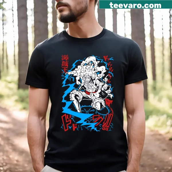 Cartoon graphic of Sun God Nika in a straw hat on a T-shirt