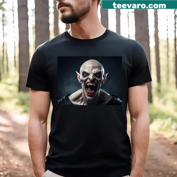 Cartoon bald vampire graphic t-shirt