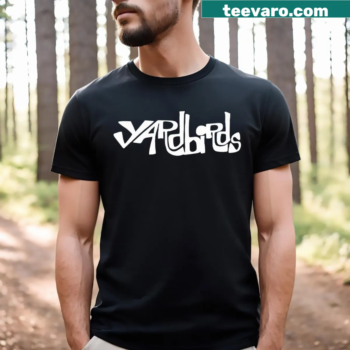 The Yardbirds band logo T-shirt — on a men's t-shirt