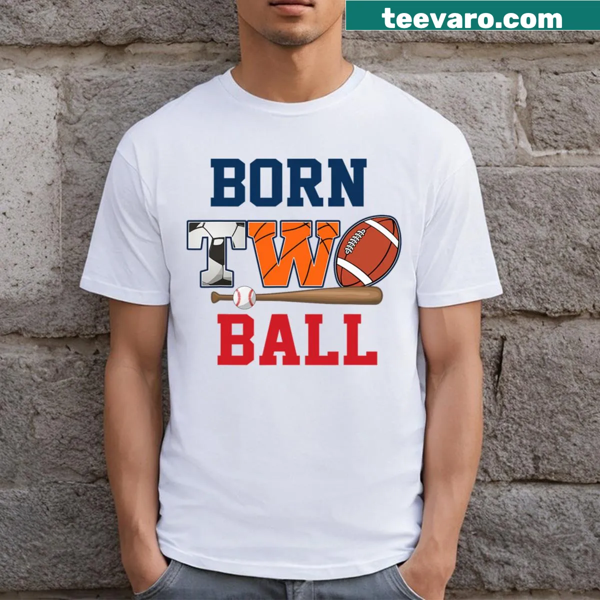 T-shirt featuring sports design for a 2-year-old's birthday — on a men's t-shirt