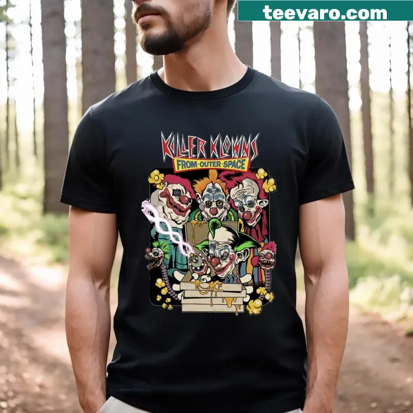 Vintage Killer Klowns Halloween film graphic on T-shirt