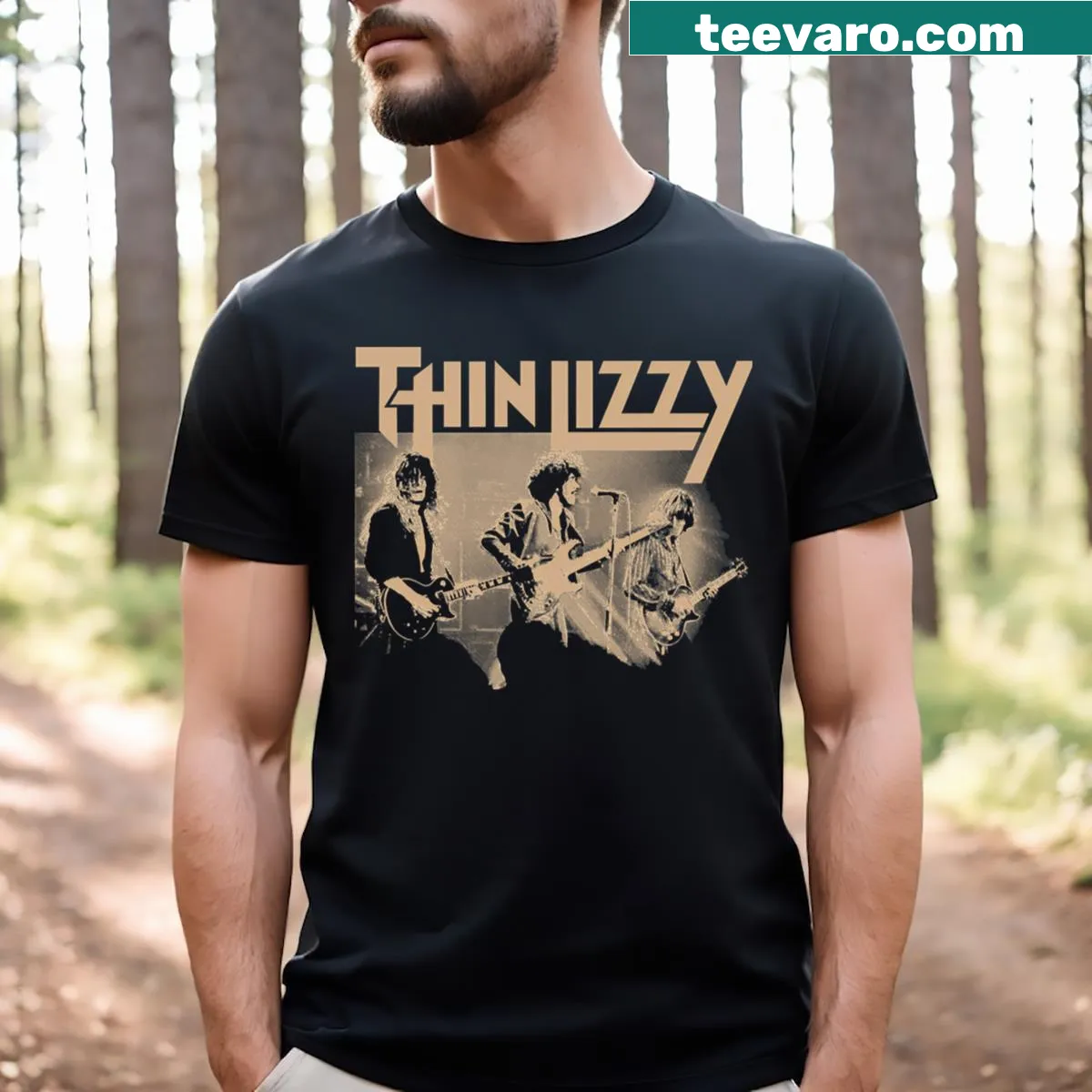 Vintage concert band tour logo t-shirt with a classic design — on a men's t-shirt