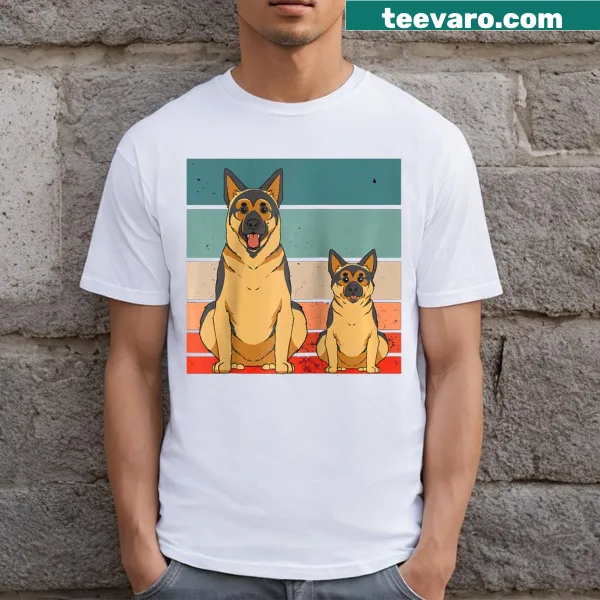 Playful cartoon German Shepherds graphic