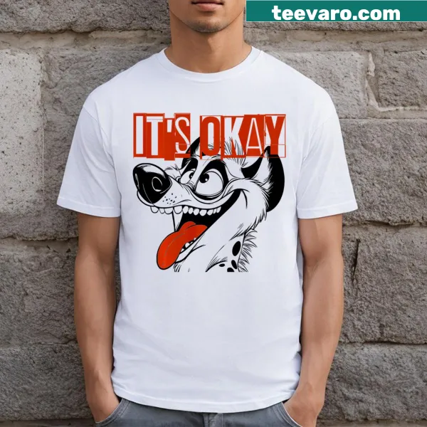 Laughing cartoon character design on a t-shirt promoting positivity