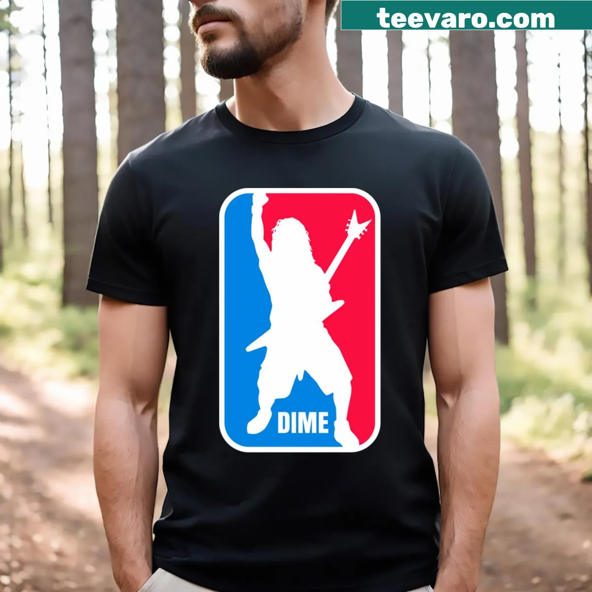 Dimebag Darrell sport logo t-shirt honoring the guitarist — on a men's t-shirt
