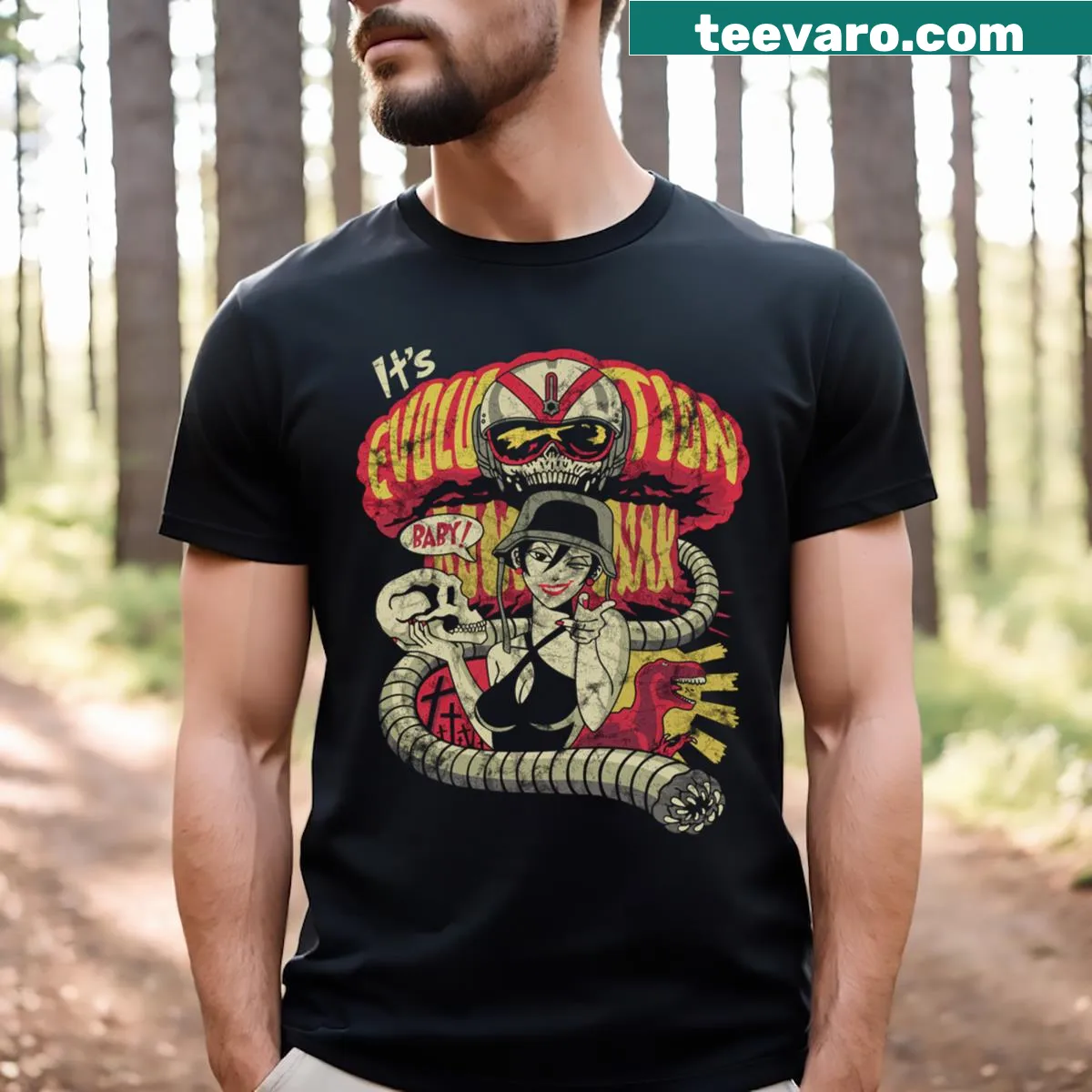 Vintage t-shirt with 'Do The Evolution' inspirational text — on a men's t-shirt