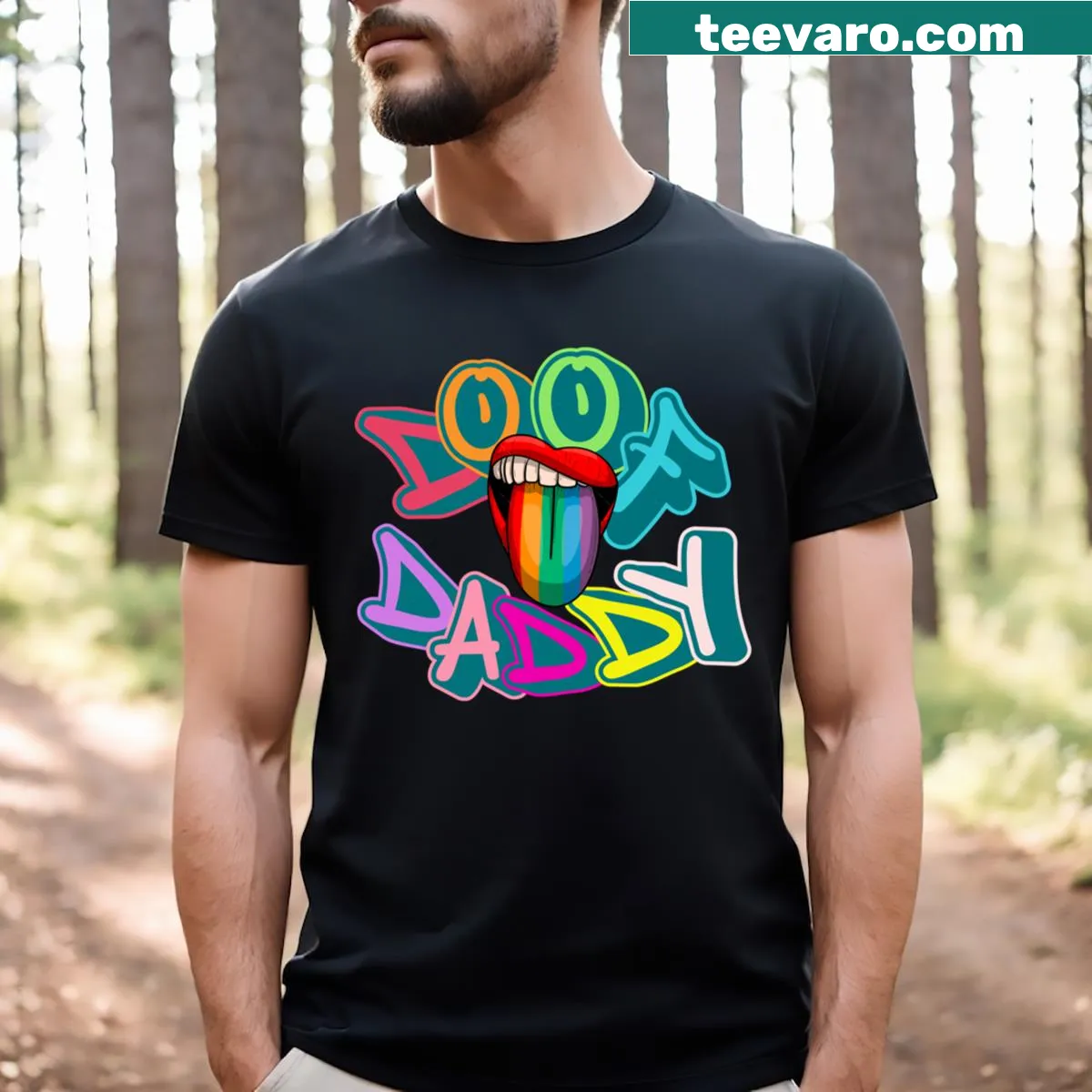 Doof Daddy!! graphic on a humorous t-shirt — on a men's t-shirt