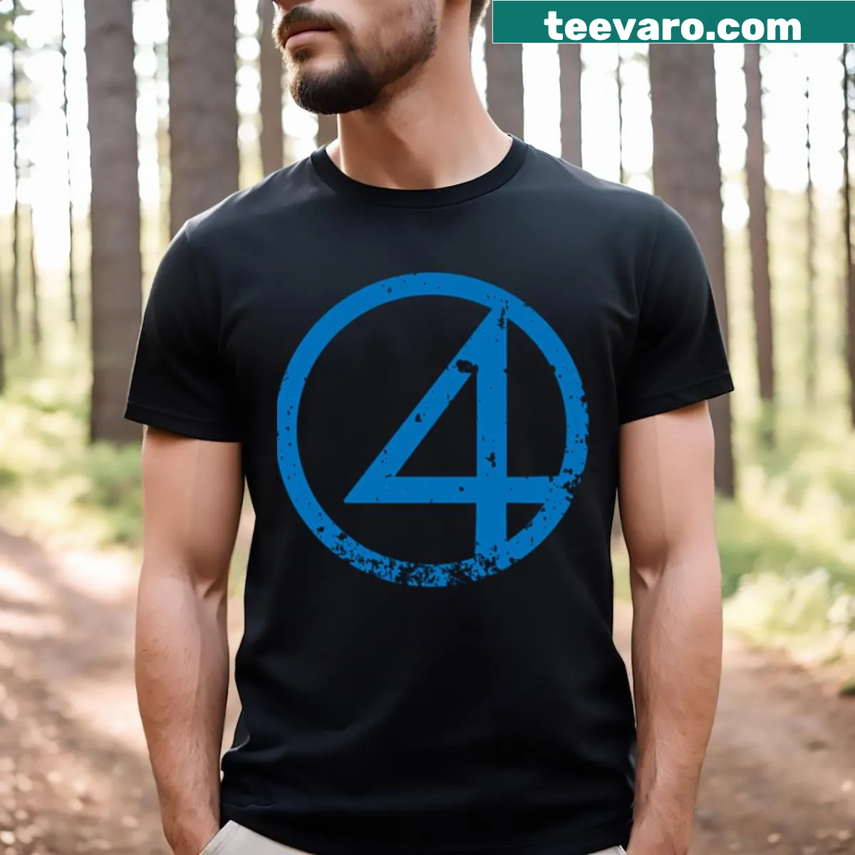 Essential T-shirt featuring the Fantastic 4 logo in bold print — on a men's t-shirt