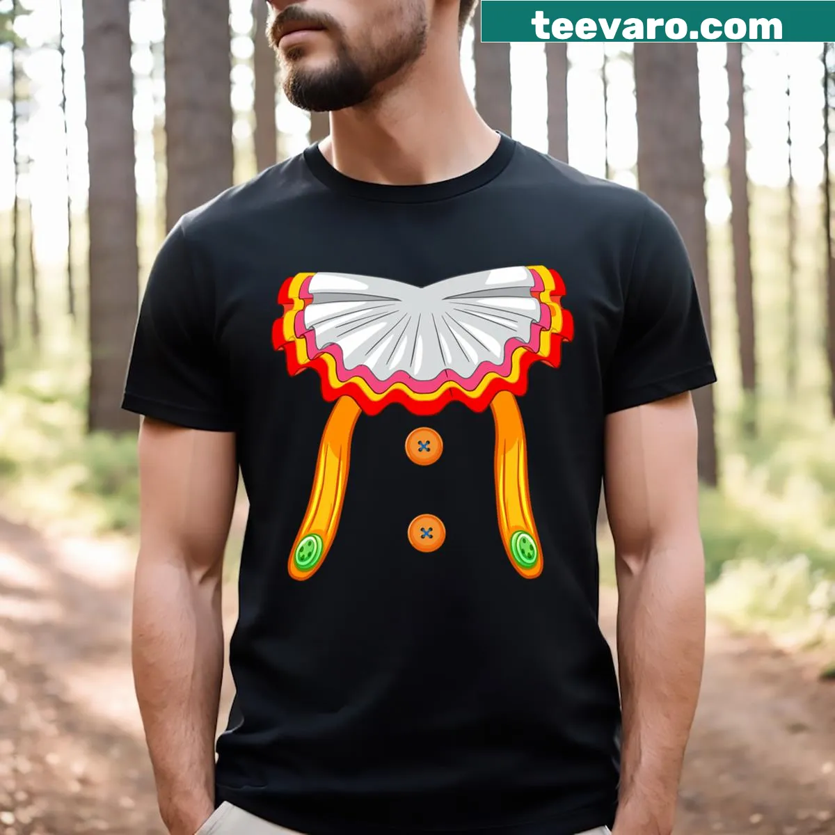 Humorous clown graphic on a circus-themed Halloween t-shirt — on a men's t-shirt
