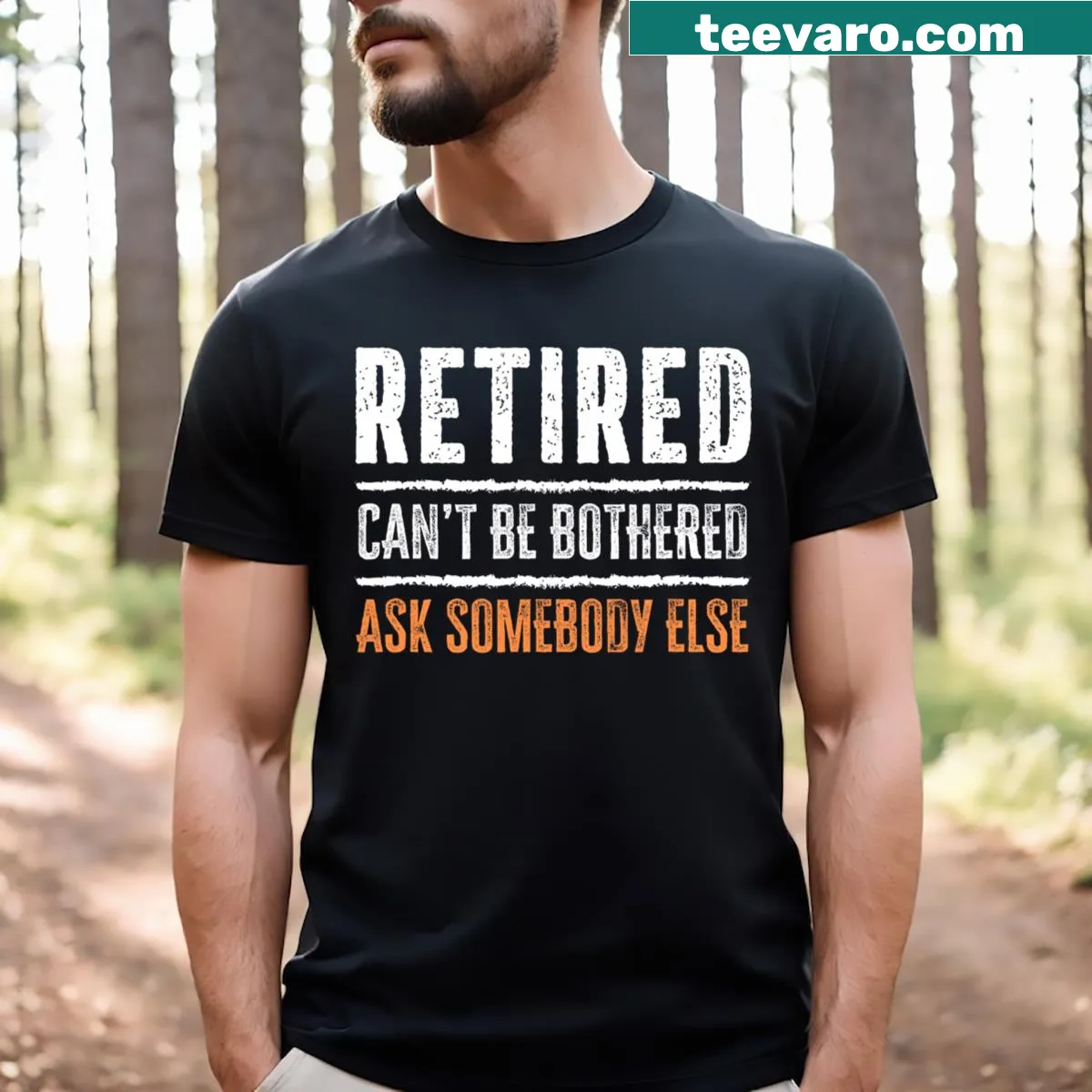 Humorous retirement shirt showcasing carefree living message. — on a men's t-shirt