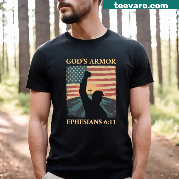 Typography tee with God's Armor phrase and Ephesians 6:11
