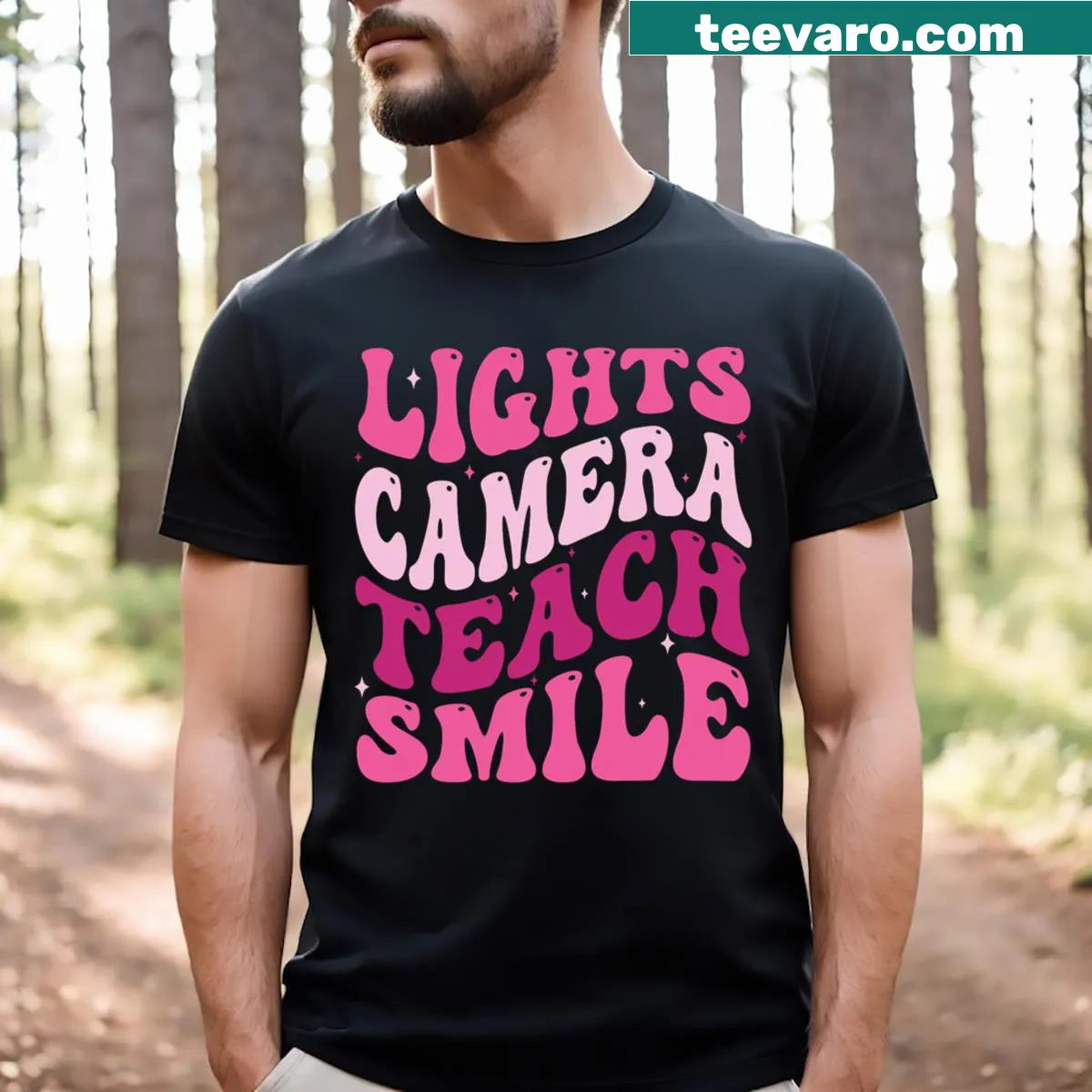 Cheerful teacher T-shirt for back to school — on a men's t-shirt