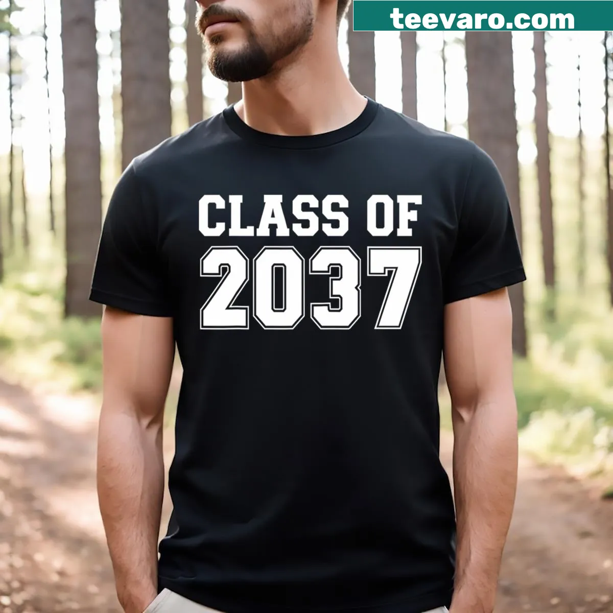 Vintage Class Of 2037 graduation preschool t-shirt — on a men's t-shirt