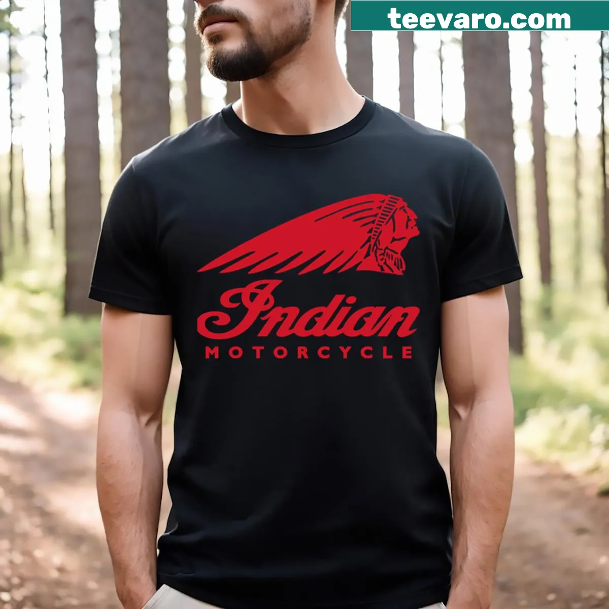 T-shirt featuring the Indians Motorcycles logo — on a men's t-shirt