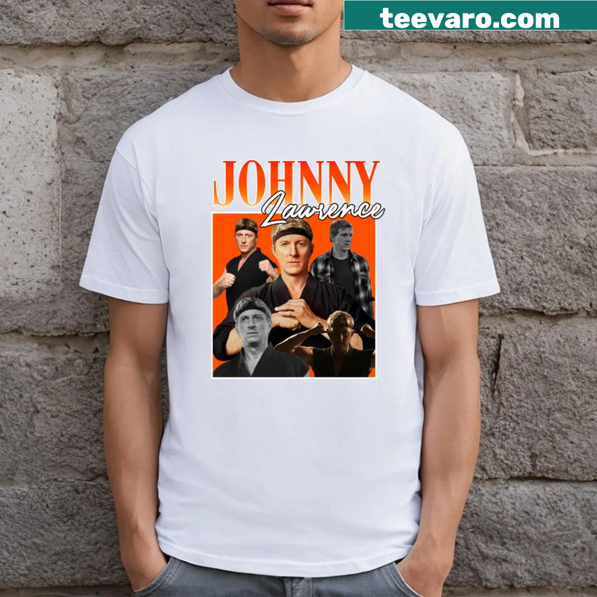 Vintage-style T-shirt featuring Johnny Lawrence from Cobra Kai — on a men's t-shirt
