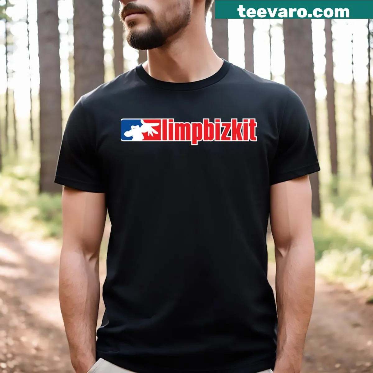 Limp Bizkit logo T-shirt featuring bold typography. — on a men's t-shirt