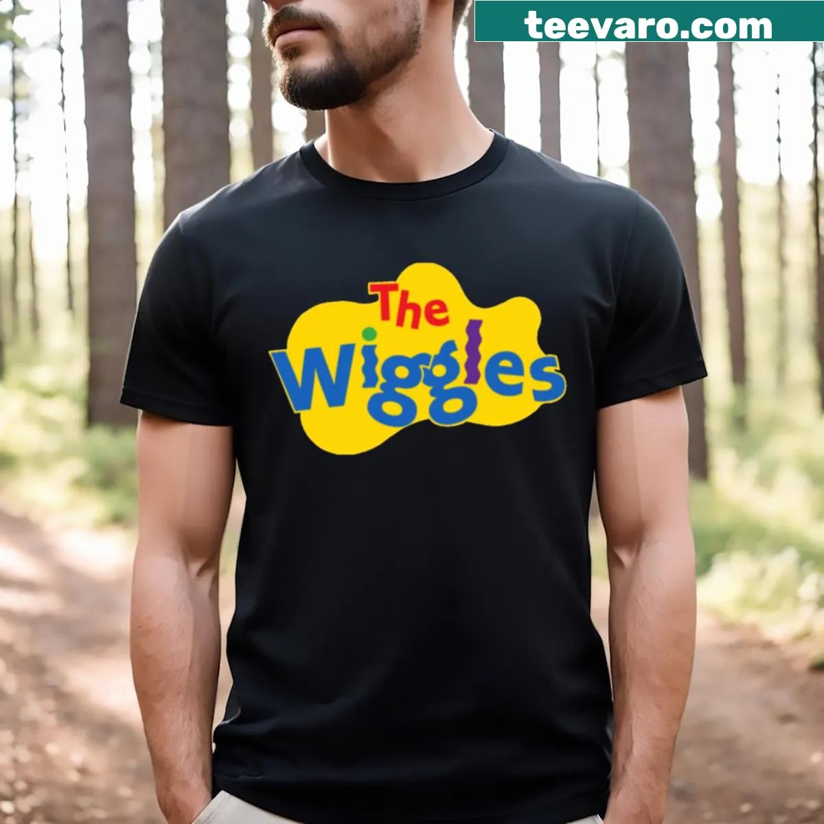 Minimalist T-shirt featuring a bold logo design without outlines. — on a men's t-shirt