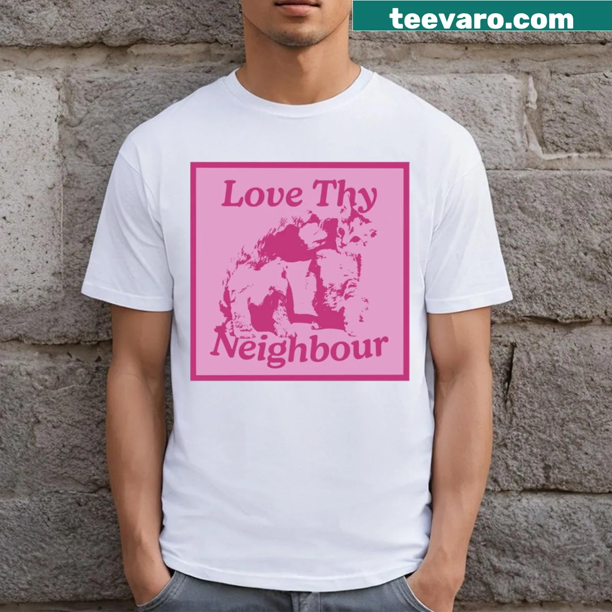 Vintage-style long T-shirt with a pet-themed graphic and heartwarming message — on a men's t-shirt