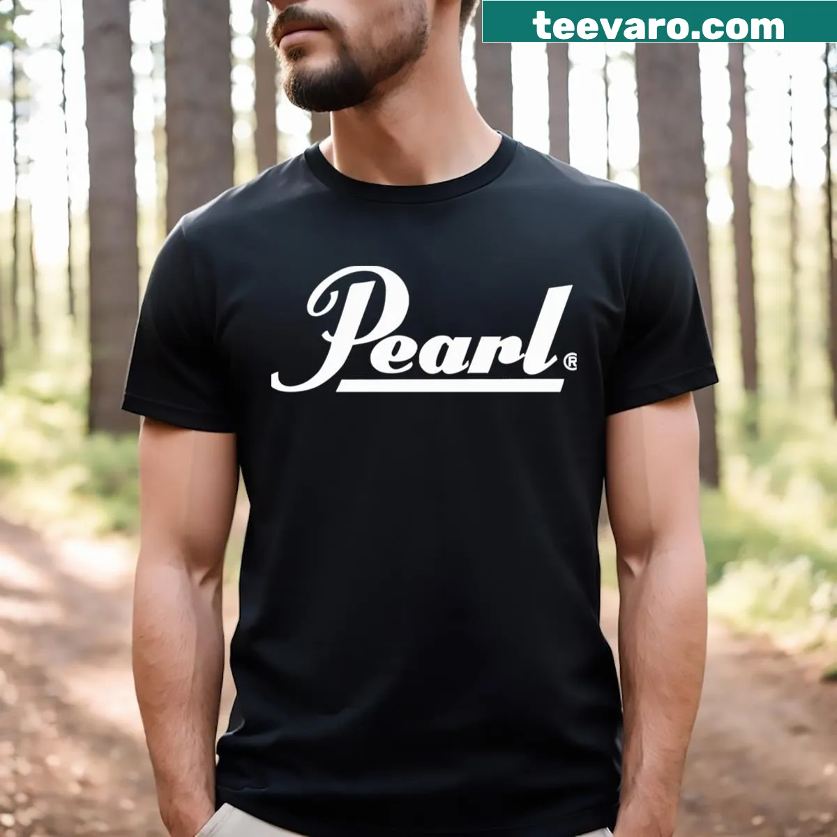 Minimalist Pearl logo graphic T-shirt for stylish wear. — on a men's t-shirt