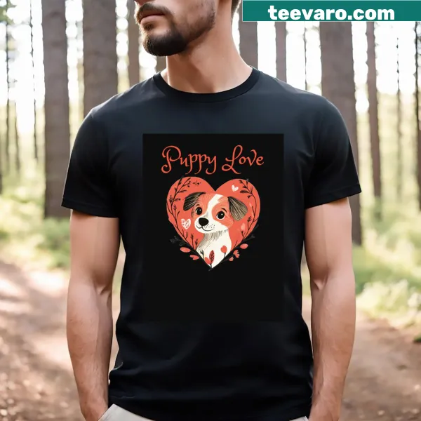 T-shirt with a puppy in a heart and 'Puppy Love' slogan
