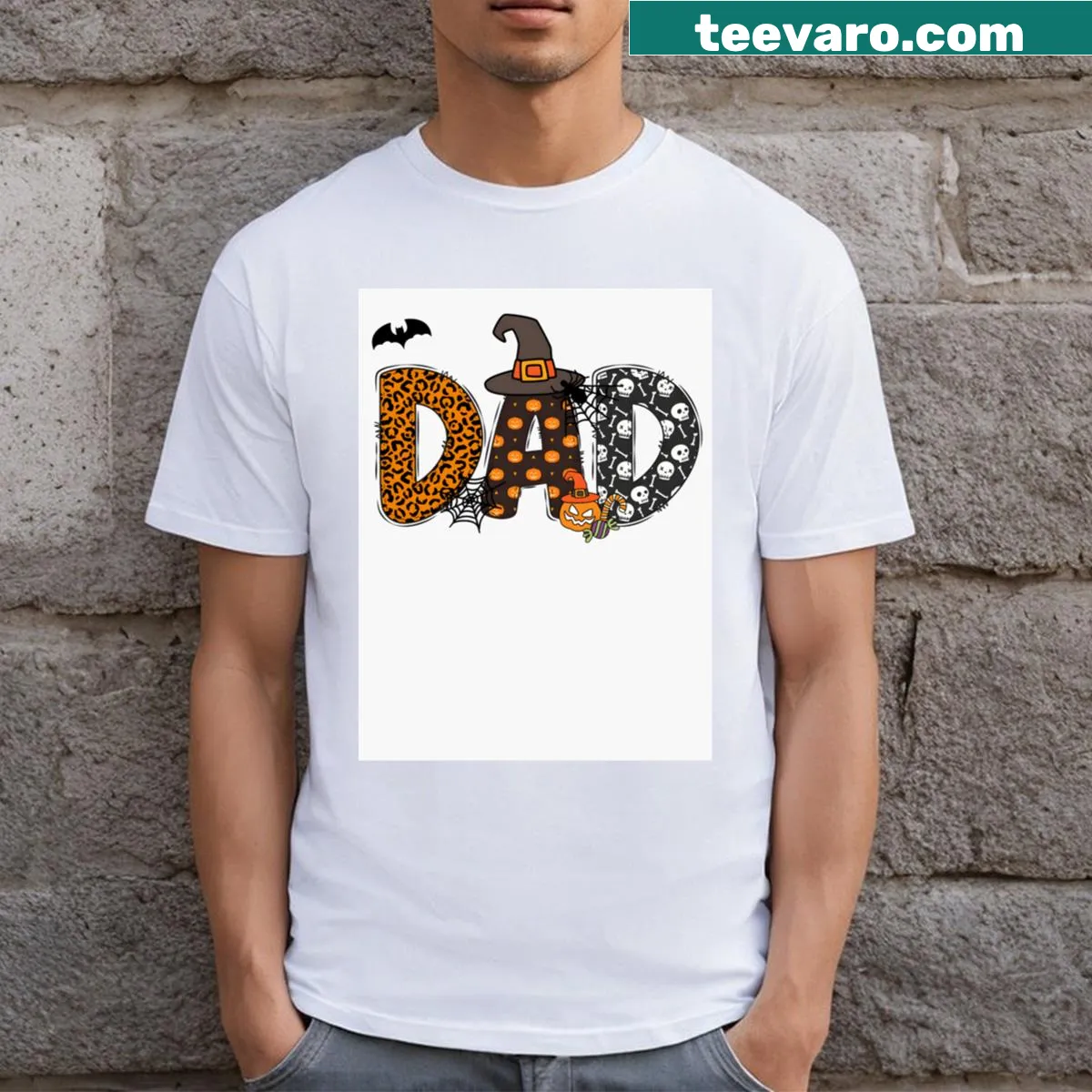 Vintage-style Halloween dad T-shirt with spooky graphic — on a men's t-shirt