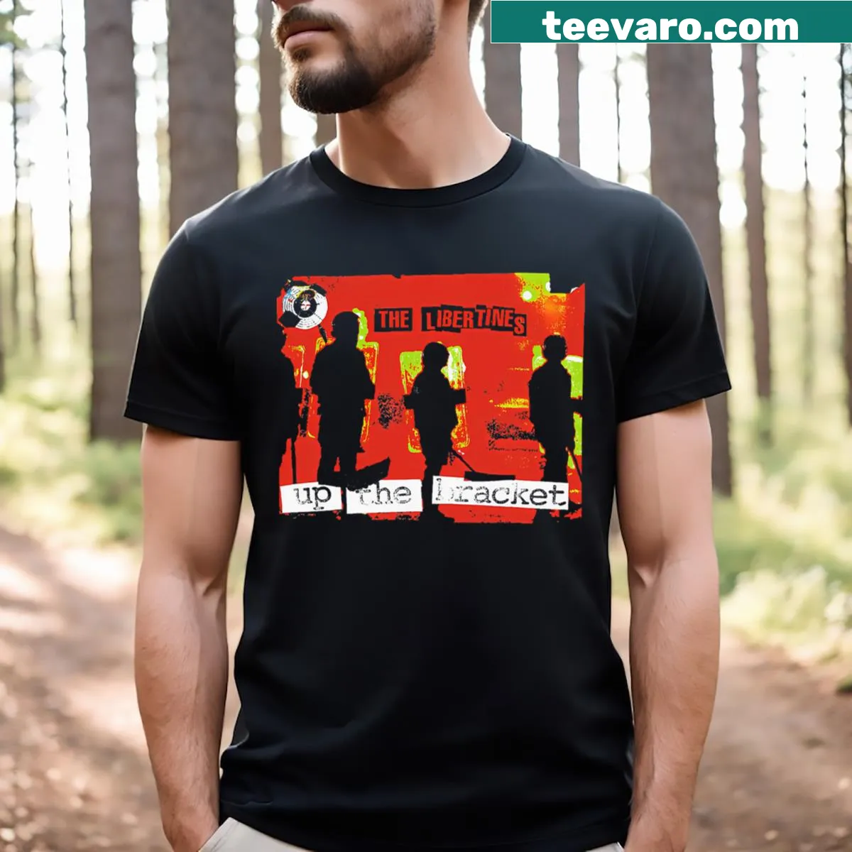 Vintage band logo T-shirt reflecting classic album tours — on a men's t-shirt
