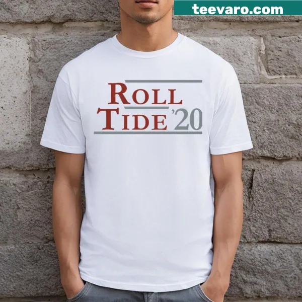 Simple 'Roll Tide 20' typography T-shirt for Alabama football fans